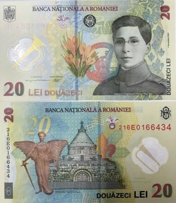 Romania 20 Lei 2021 Polymer P 119Aa UNC NR - Image 1 of 3