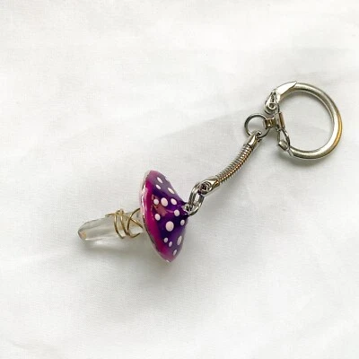 Llavero de cristal púrpura monedero encanto llavero cremallera bolsas mochila Foto 1 de 4
