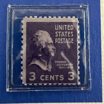 Винтажная фиолетовая почтовая марка США Томас Джефферсон 3 цента «Дорога к свободе» - Изображение 1 из 4
