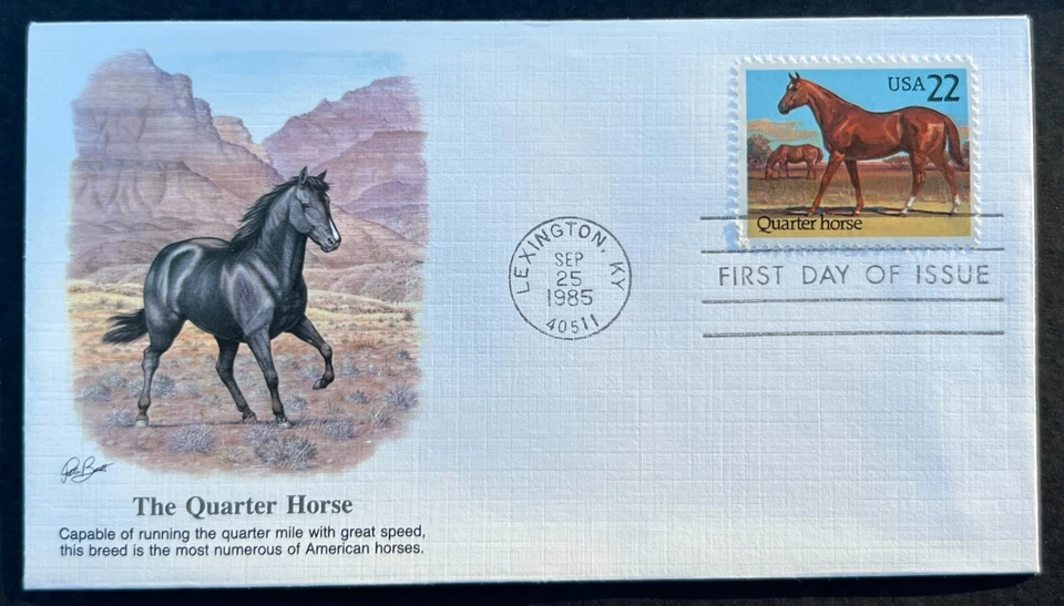 THE QUARTER HORSE #2155 SEP 25 1985 LEXINGTON KY FIRST DAY COVER (FDC) BX3-1 - Image 1 of 1