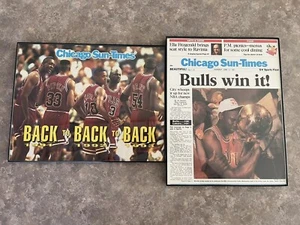 RARE Vintage Chicago Bulls Poster Chicago Sun Times News Stand & Front Page Phot - Picture 1 of 12