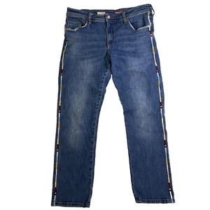 Anthropologie Pilcro Jeans Women’s 3 Slim Boyfriend Crop Embroidered Piping - Picture 1 of 8