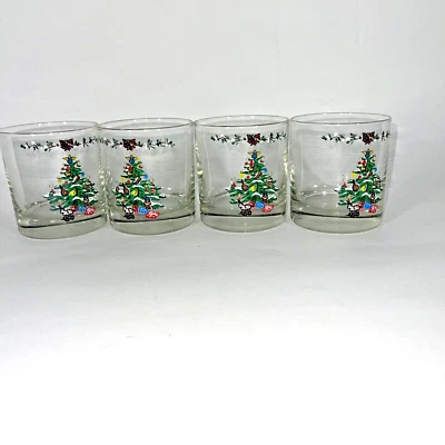 4 vasos de bola alta árbol de Navidad en las rocas 1979 Montgomery Ward de colección vacaciones Foto 1 de 4