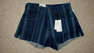 IMPRESIONANTES Pantalones Cortos de Denim para Mujer LEVI'S HECHOS Y HECHOS A MANO Cheeky 24 con Elástico $128 Nuevos con Etiquetas Foto 1 de 3