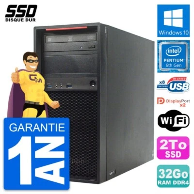PC tour LENOVO Thinkstation P310 Pentium G4400 RAM 32Go SSD 2To Windows 10 Wifi - Imagen 1 de 4