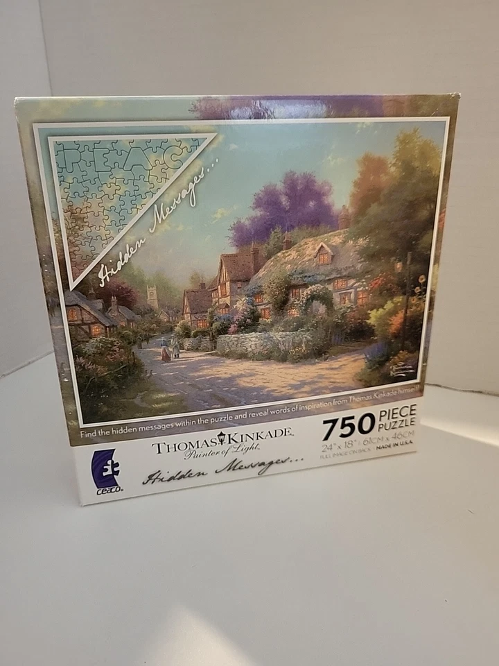 Cobblestone Village by Thomas Kinkade Ceaco 750 PC Hidden Messages Puzzle -