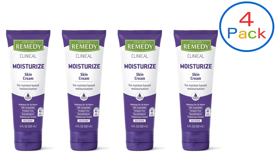 Crema hidratante para la piel Medline Remedy hipoalergénica 4 oz sin perfume, paquete de 4 Foto 1 de 2
