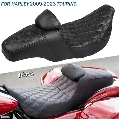 US STOCK Black Driver Passenger Step-up Seat w/ Backrest For Harley Touring - Image 1 of 4