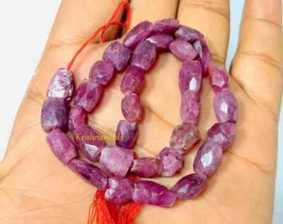 Pepita de rubí natural 6x9-8x11 mm cuentas de piedras preciosas sueltas facetadas 14" pulgadas 1 hilo Foto 1 de 4