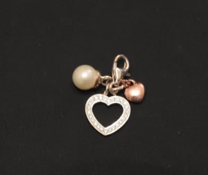 Thomas Sabo 3 in 1 Charm Pearl CZ Set Heart & Rose Gold Plated Mini Heart. Boxed - Picture 1 of 5