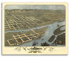 Bird's Eye View 1870 Prairie du Chien Wisconsin Vintage Style City Map - 16x20