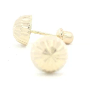 Tioneer 6mm Domed Cap with Ridges 14k Yellow Gold Screw Back Earrings - Picture 1 of 2