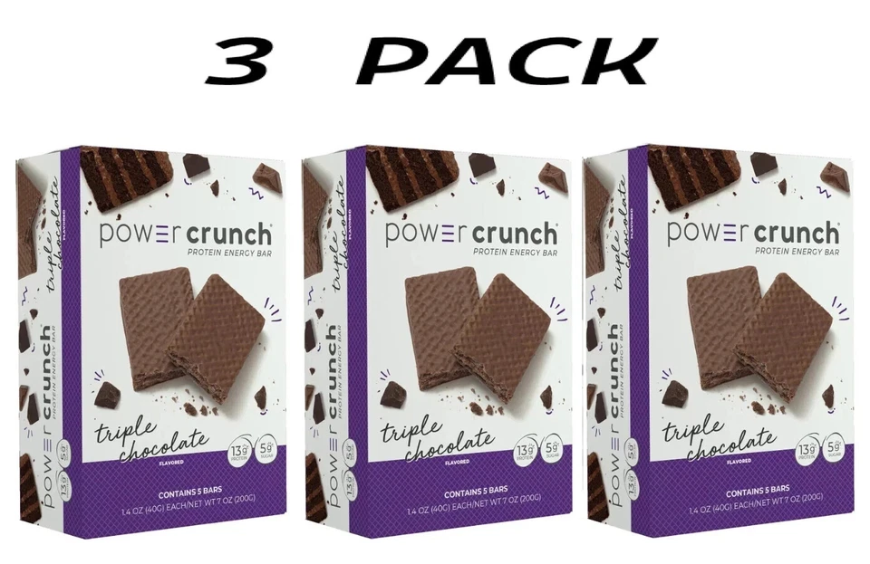 Power Crunch Original Protein Bars, Triple Chocolate, 1.4 oz, 5 Count (3 PACK) - Image 1 of 1
