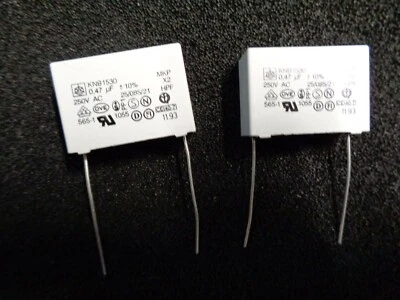 0.47uf 250V 10% X2 RFI Suppression Polypropylene Capacitor  KNB1530 x5 per sale - image 1 of 4