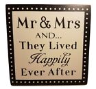 Mr & Mrs Happily Home Decor Sign Wedding Gift Bride Groom Decoration