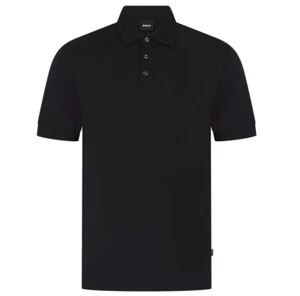 Hugo Boss Mens Polo Shirt H Press 57 Pique Cotton Logo Branded Top in Black - Picture 1 of 9
