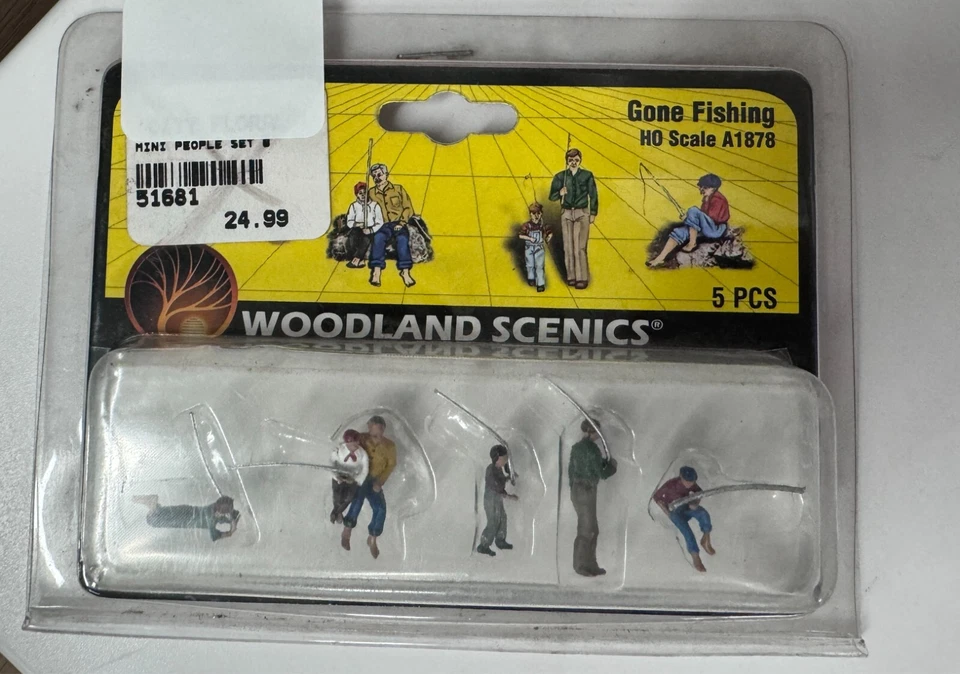 WOODLAND SCENICS GONE FISHING FIGURES 5 PIECES HO SCALE landscape WDS1878 NEW - Image 1 of 1
