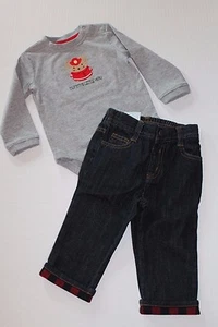 Gymboree Snow Cozy Fireman Bodysuit Top & Jeans Outfit Baby Boy 12-18 Months NEW - Picture 1 of 3