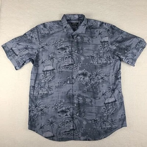 BUGATCHI Dress Shirt Mens 3XL XXXL Blue Fiji Paradise Pacific Hawaiian Button Up - Picture 1 of 10