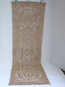 Antique Hand Made Open Work Lace Table Runner 15 1/4" X 48" - Picture 1 of 10