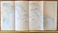 Vintage-Antique 4 Panel Foldout Map of Greece 24.5"x13", Athens Piraeus, Rhodes