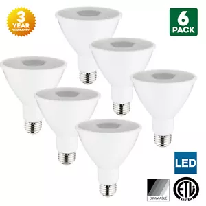 6-Pack Sunlite LED PAR30 Long Neck Bulbs, 5000K, Dimmable, 10W, Medium Base - Picture 1 of 9