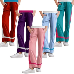 Kids Girls Sweatpants Outdoor Trousers Zipper Pants Elastic Color Block Bottom - Picture 1 of 61