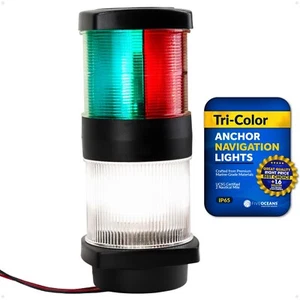 LED Tri-Color Anchor Navigation Light 12V Meets USCG 2 NM Rules Vertical Mount - Picture 1 of 9