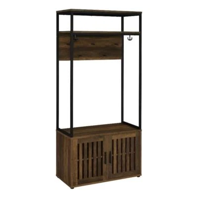 2-дверная современная деревянная прихожая Coaster Quincy из темной сосны и черного цвета - Изображение 1 из 4