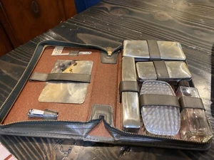 Rex Cutlery Corp Travel Toiletry Set Dressing Case Leather 10 Pcs Made InGermany - Picture 1 of 11
