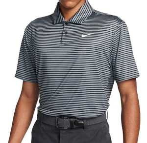 Polo de golf Nike Dri-FIT Tour para hombre a rayas de rendimiento gris negro XL FD5931-084 - Imagen 1 de 4