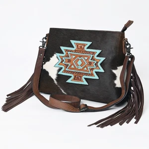 Borsa da donna AD American Darling a tracolla lavorata a mano in vera pelle con capelli - Foto 1 di 6