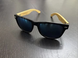 TreeHut Men’s Handmade Wooden Sunglasses WPB313 Blue Lenses Purple Tint w/case - Picture 1 of 13