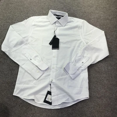 Camisa de vestir Ben Sherman para hombre pequeña blanca calce ajustado elástica lágrima Dobby Foto 1 de 4