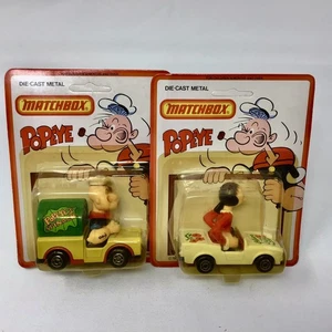 1980 Popeye Matchbox Cars Set Of (2) OLIVE OYL'S CONVERTIBLE & Popeyes Car ~ - Picture 1 of 7