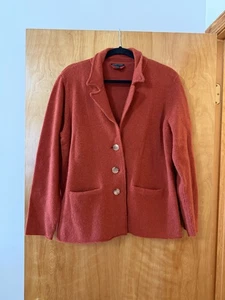 Eileen Fisher 3-Button Front Cardigan Sweater Jacket Burnt Orange Wool Large - Picture 1 of 9