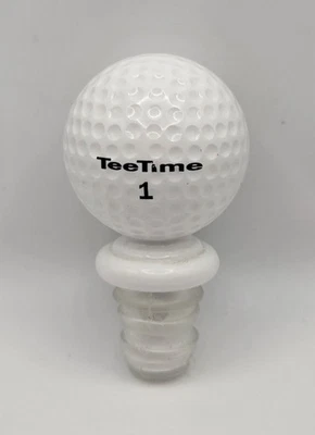 Tapón de botella de vino de bola de golf de acrílico sólido "Tee Time" con base de sello de silicona ⛳️ Foto 1 de 4