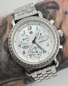 Ladies Michele CSX33 Chronograph Diamond MOP Dial 36mm Wrist Watch MW03B01 - Picture 1 of 15