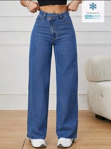Pantaloni retrò denim jeans casual casual asimmetrici taglio stivale largo vintage XS-L  - Foto 1 di 16