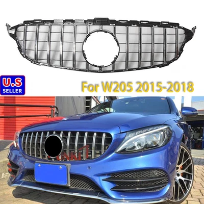 Front Grille Grill Fit 2015-2018 Mercedes Benz W205 C180 C200 C230 C250 C300 C43 - Изображение 1 из 4