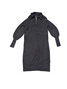 J.Crew Medium Merino Wool Alpaca Polyamide Zip Sweater MIDI Dress Black - Picture 1 of 8