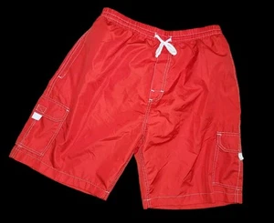 Jon Lauren Red Swim Trunks Board Shorts Boys XL 18/20 Beach Poolside Vacation  - Picture 1 of 3