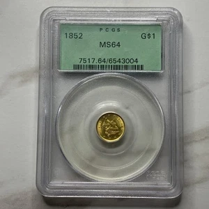 PCGS 1852 GOLD $1 DOLLAR MS64! #5 - Picture 1 of 4