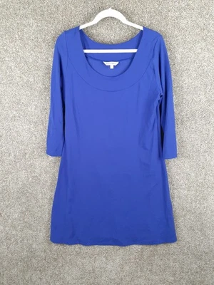 Vestido feminino Travel Smith manga longa L azul linha A malha elástica gola redonda - Imagem 1 de 4