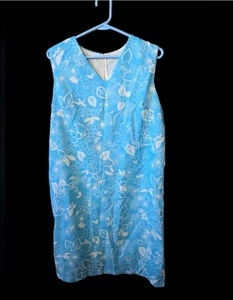 1960s Mini Dress Vintage Floral Hawaiian Sleeveless Size 16 - Picture 1 of 4