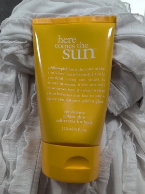 PHILOSOPHY HERE COMES THE SUN SELF TANNER FBODY NEW SEALED 4oz TUBE GOLDEN GL0W - Imagem 1 de 2