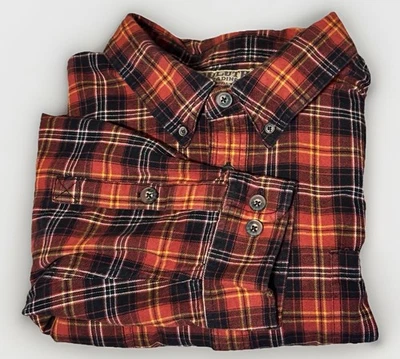 Duluth Trading Mens 4X Free Swingin Orange Plaid Flannel Relaxed Fit Shirt - Image 1 of 4