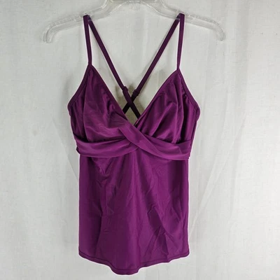 Camiseta de natación Athleta para mujer 38B/38C con aros púrpura torcido frente cruzado Foto 1 de 4