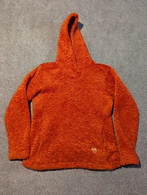 Mountain Hardwear Hoodie Womens Medium Orange Fleece Vintage 90s Hiking Sweater  - Image 1 of 4
