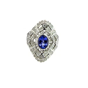 Vintage Le Vian 18k White Gold 1.17ctw Tanzanite and 0.61ctw Diamond Ring - Picture 1 of 6